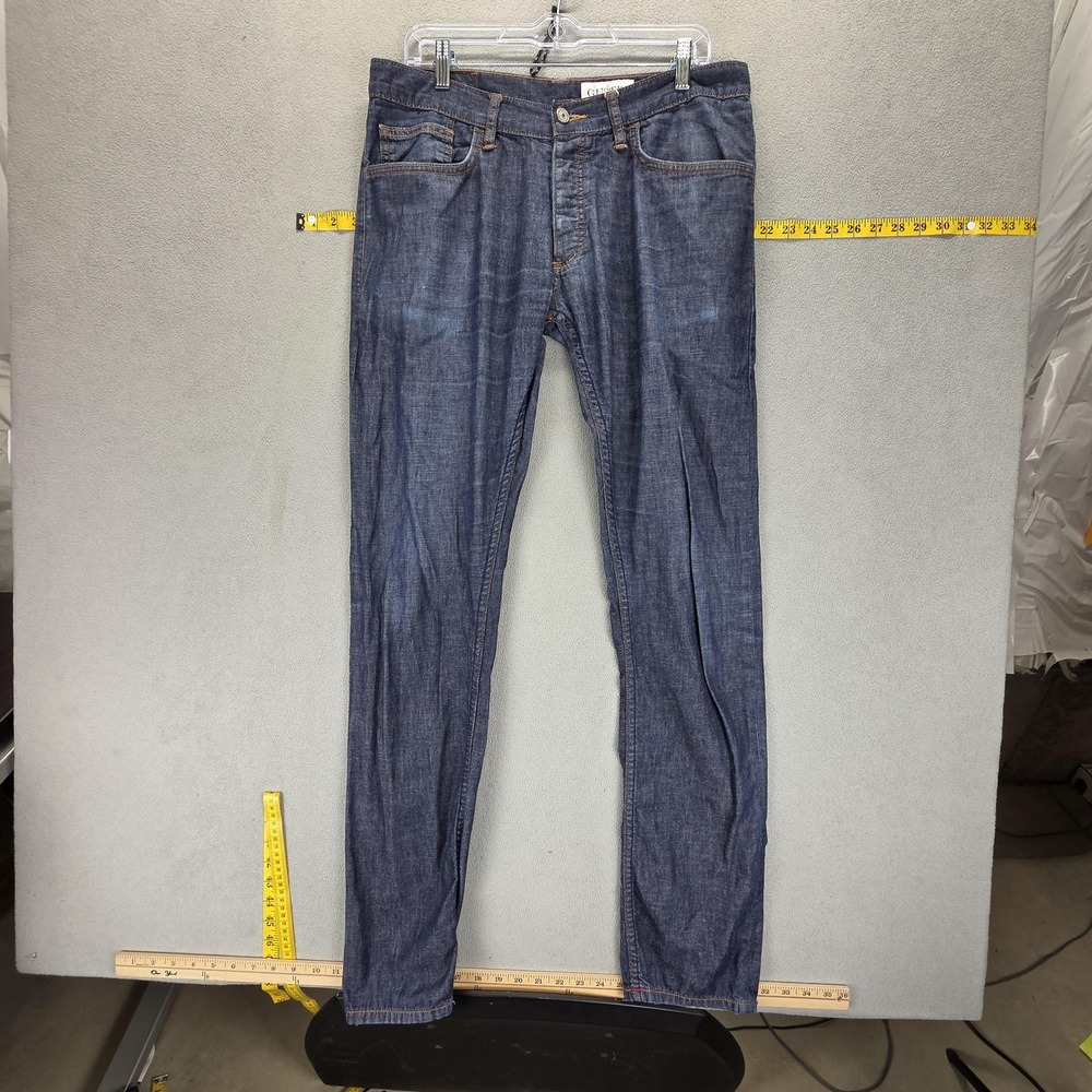 Gustin Jeans Mens Blue Slim Button Fly Medium Wash Lightweight Fits 33x34